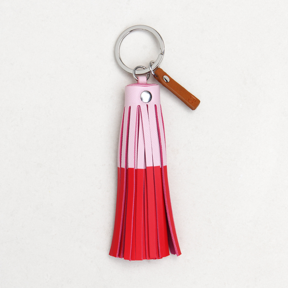 Caroline Gardner Large Pink  & Red Tassel Keyring